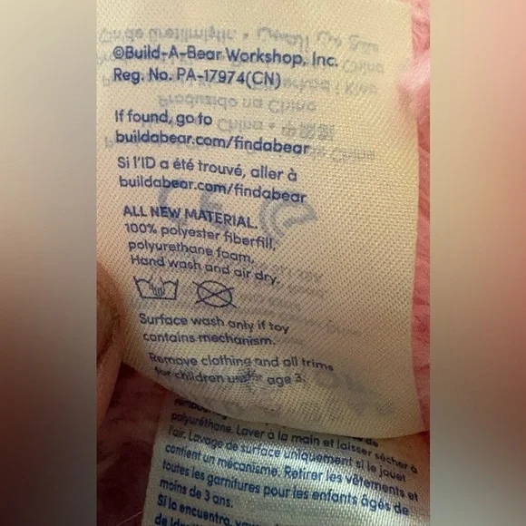 Build A Bear Teddy Bear Plush Pink 16" Retired Plush Heart Nose Blue Eyes - Picture 6 of 7